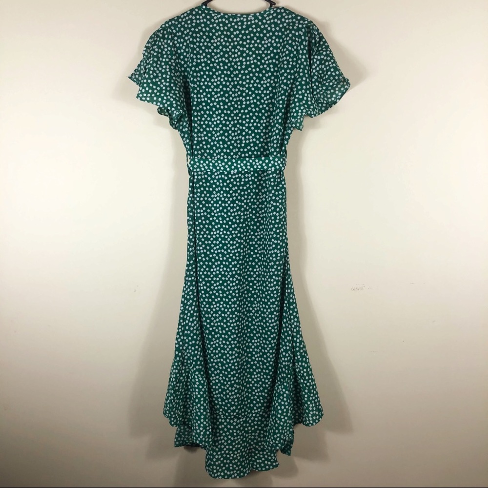 NWT Boho Green Floral V-Neck Ruffle Maxi Dress - Picture 7 of 13